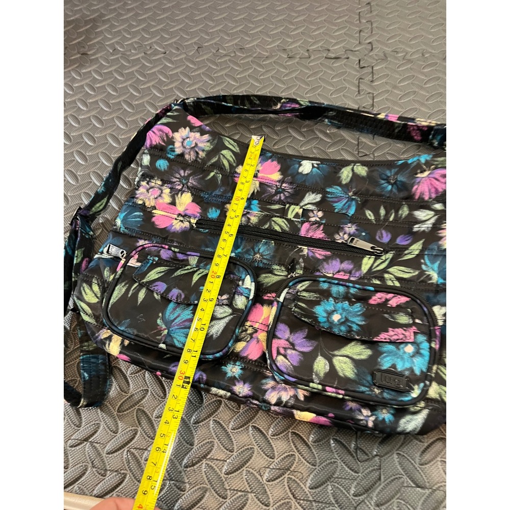 LUG Zipliner Convertible Hobo Bag Bloom Black Floral Purse Travel Shoulder Bag - Picture 10 of 13
